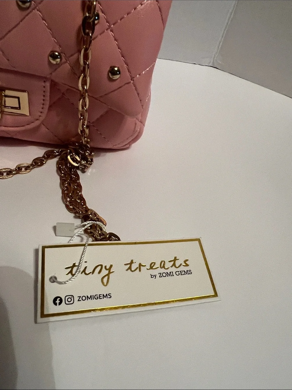 NWT Tint Treats Pink Mini Purse. Gold Chain and Studded Accents and Hardware.​